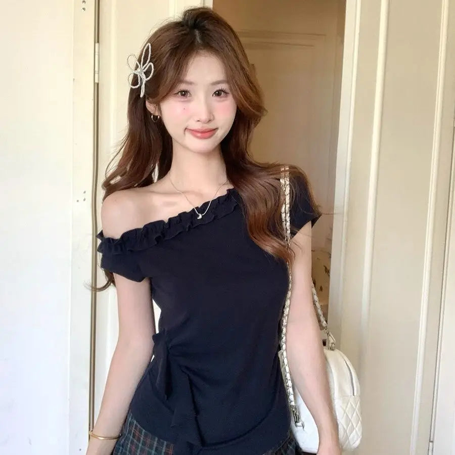 Roszati Off-Shoulder Lace Tee — From Morning Light to Golden Hour